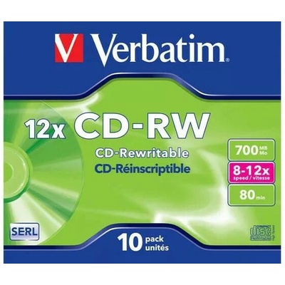 Verbatim CD-RW 700MB 8-12x, jewel, 10 ks (43148)