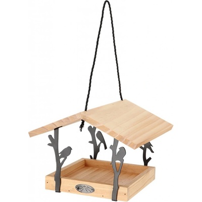 Esschert Design Závesné kŕmidlo pre vtáky Rhi 18 x 24,5 x 24,5 cm drevo kov hnedá