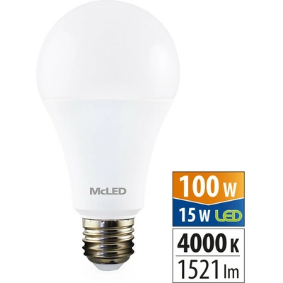 MCLED žárovka LED 15W-100 E27 1521lm 4000K úhel 200° ML-321.101.87.0