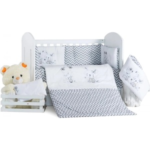 Dizain Бебешки спален комплект Бродерия Зайчета сиви ЗИГЗАГ Ластик Цип Comfort Line