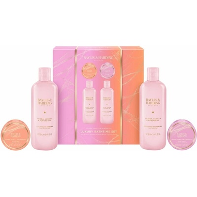 Baylis & Harding Jojoba, Vanilla & Almond Oil pěna do koupele 250 ml + sprchový gel 250 ml + tělové máslo 100 ml + tělový peeling 100 ml