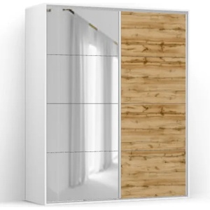 BRW Гардероб FLEX 201 / 66 / 240 см дъб вотан с огледало (02/201-66-240/white-k/dub-wotan-f/flex/brw)