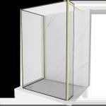 Mexen Kioto стена за душ Walk-in 100 x 70 x 30 см, черна рамка, злато четкано - 800-100-070-221-55-70-030 (800-100-070-221-55-70-030)