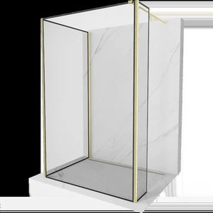 Mexen Kioto стена за душ Walk-in 100 x 70 x 30 см, черна рамка, злато четкано - 800-100-070-221-55-70-030 (800-100-070-221-55-70-030)