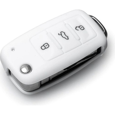 Kľúčenka Ochranné silikónové puzdro na kľúč na VW/Seat/Škoda s vystreľovacím kľúčom, biela