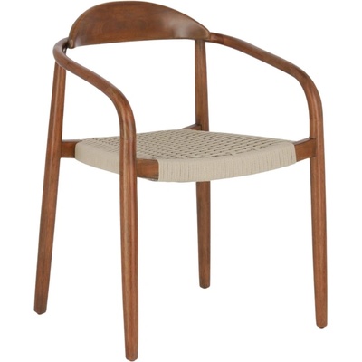 Kave Home Nina ořechová dřevěná s béžovým výpletem