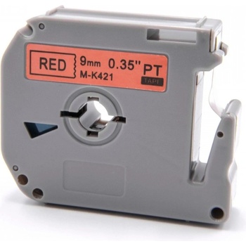 Pro Brother Brother MK-421, 9mm x 8m, черен печат / червен фон, съвместима лента (MK421)