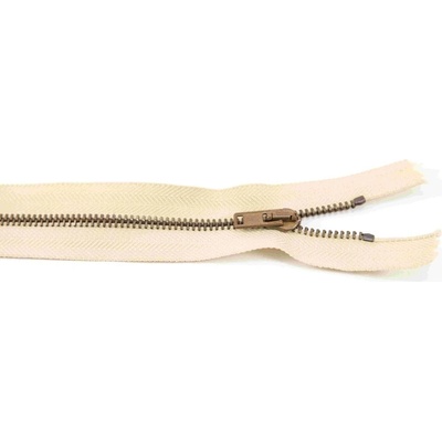 Nedeliteľný kovový starokovový zips č.3 viac farieb - dĺžka (10 - 20 cm) 18 cm Béžová