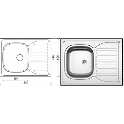 BRW Kuchyňský dřez celoplošný otočný SINKS CLP-D 80x60 cm