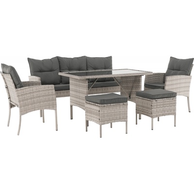 KONDELA LALEN Záhradný ratanový set, svetlosivá