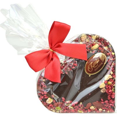 Kamila Chocolates Srdce z hořké čokolády sypané lyofilizovaným ovocem 100 g