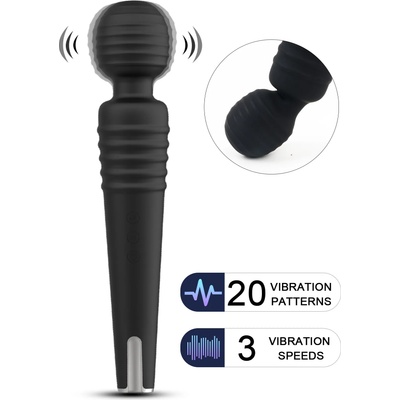 Paloqueth Deep Personal Massager for Muscle Soreness Relief with 20 Vibrations Black