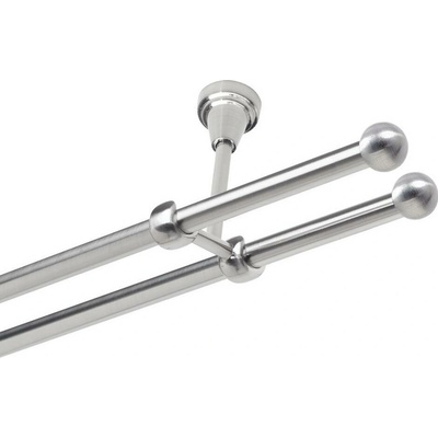 OK-GarnýžeCZ Garnýž kovová dvouřadá 19mm Koule nerez 240 cm do stropu / na tunýlek - bez kroužků
