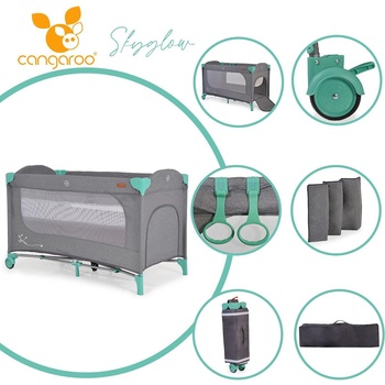 Cangaroo Детска кошара Skyglow 2 мента (109383)