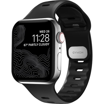 Nomad Силиконова каишка за Apple Watch 42мм, 44мм, 45мм, Ultra, Ultra 2 49мм - Nomad Sport Slim Band (черен) (NM01143185)
