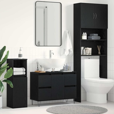 vidaXL Шкаф за мивка в баня Черния дъб 80 x 33 x 60 см (862894)