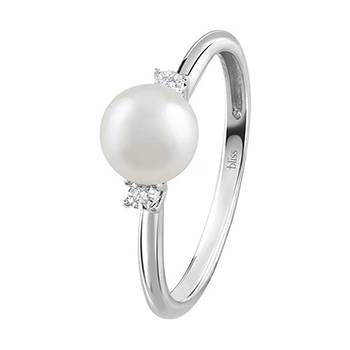 Bliss Златен пръстен с перла и диаманти Bliss 20101421 (20101421)
