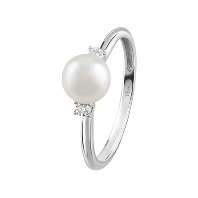 Bliss Златен пръстен с перла и диаманти Bliss 20101421 (20101421)
