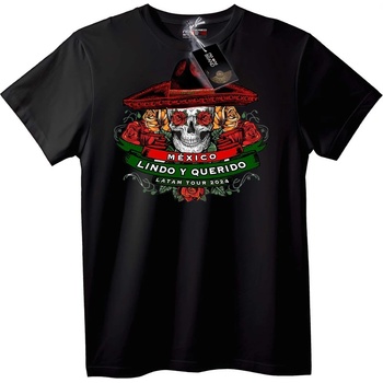 NOONEBRAND Тениска Мексикански череп със Сомбrero - S, Black