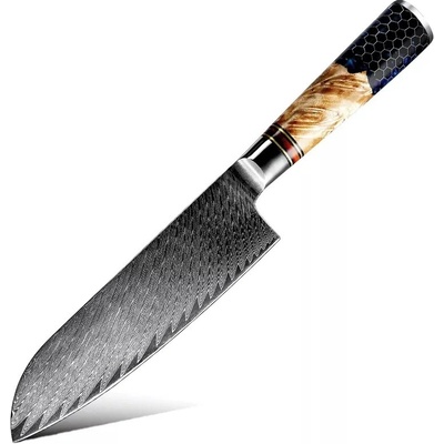IZMAEL Damaškový kuchynský nôž Honeycomb Santoku 17.7 cm