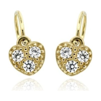 Zlatnictví U Kostela zlaté dětské náušnice bílá srdíčka 468B