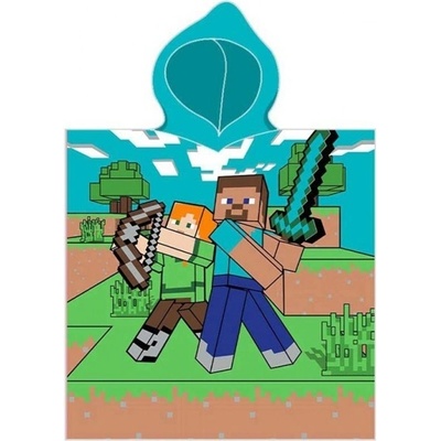 Mojang official product - Dětské pončo Minecraft s kapucí froté 110x55 cm