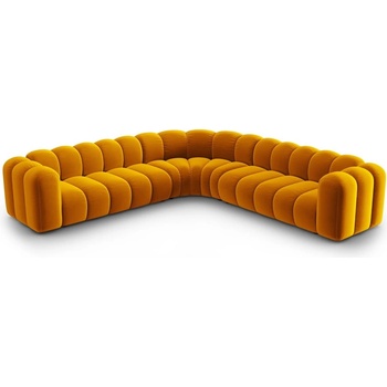 Micadoni Жълт кадифен модулен ъглов диван Lupine - Micadoni (MIC_COR_44_F1_LUPINE7)