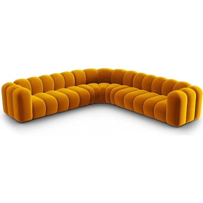 Micadoni Жълт кадифен модулен ъглов диван Lupine - Micadoni (MIC_COR_44_F1_LUPINE7)