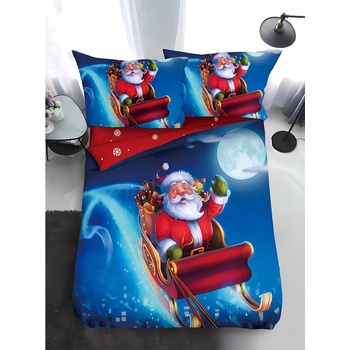 EmonaMall Двулицево коледно спално бельо, размер за приста (реално изображение) EmonaMall, 4 части - Модел S17378 (S17378-6666d4)