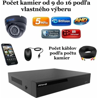 AHD Amiko kamerový set Čierna Dome 2502K9 16
