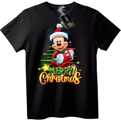 NOONEBRAND Тениска Mickey Mouse Весела Коледа - 2XL, Black