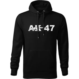 DRAGOWA мъжки суитшърт с качулка ak47, черен, 320г/м2 (5586)