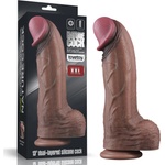 Lovetoy 13" Dual Layered Silicone Cock XXL Brown