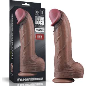 Lovetoy 13" Dual Layered Silicone Cock XXL Brown