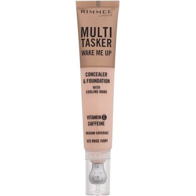Rimmel London Multi Tasker rozjasňující korektor a make-up 025 Rose Ivory 20 ml