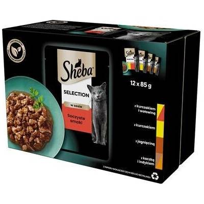 Sheba Selection in Sauce Juicy Flavors s hovězím jehněčím kuřecím krůtím v omáčce 12 x 85 g
