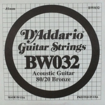 D'Addario BW032 80/20 BRONZE 032 Единична струна за китара (BW032)