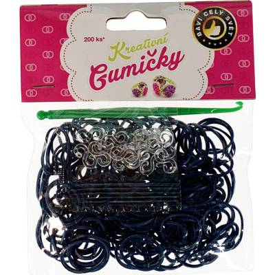 Loom Band s Pletací Gumičky tmavě modré 200ks háček