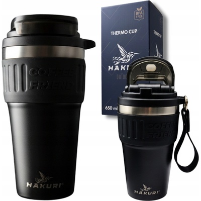Hakuri termohrnek s náustkem nerezová ocel 650 ml černý