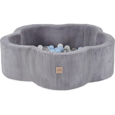 PLUSH NEST PLUSH NEST Suchý bazén Kvetinová zóna Prémiový menčester, sivý 95 × 30 cm s 200 loptičkami