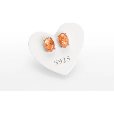 SVĚT KAMENŮ s.r.o. Stříbrné náušnice sluneční kámen ovál 00250788