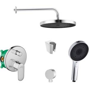SANITINO - Душ гарнитура Hansgrohe със смесител и скрито тяло, аксесоари kielle, хром SANI21HKK008 (SANI21HKK008)