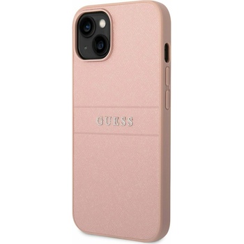 GUESS PU Leather Saffiano Заден протектор за iPhone 14 Plus Pink Guess | Rozov | МЪЖЕ | UNI