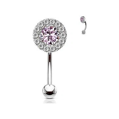 Šperky4U piercing do obočí kolečko růžový zirkon OB0008-P