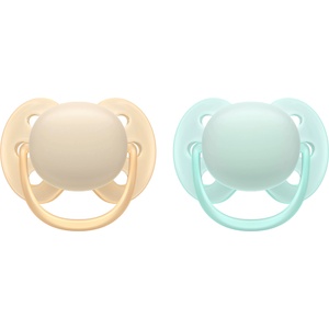 Philips Залъгалки Philips Avent - Ultra Soft, 0-6 м, 2 броя, пастелни (SCF091/40) - baby