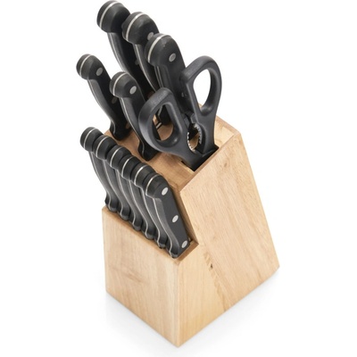 ZELLER Blok s 12 noži kaučukové dřevo 9x12x32,5cm