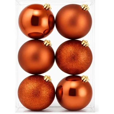 DECOLED Sada vianočných ozdôb medených 10 cm, 2× lesklé, 2× matné, 2× trblietavé, balenie 6 ks