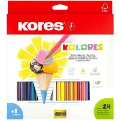 Kores Triangular sada barevných tužek trojúhelníkové 24 různých barev 93324