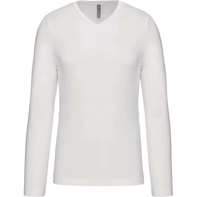 Kariban VINTAGE V-NECK K358 pánské tričko s dlouhým rukávem white