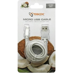 SBOX Кабел SBOX USB AM-MICRO-15W, USB A(м) към USB Micro B(м), 1.5m, сплетена обвивка, бял (USB-10315W)
